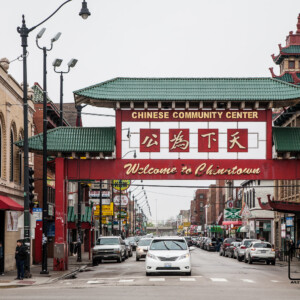 Chinatown Ulica z wejściem do chińskiej dzielnicy w Chicago alt